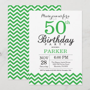 Convite de Aniversário de 50 anos Green Chevron