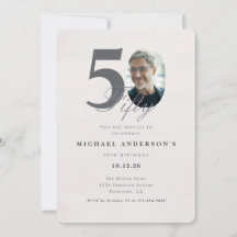 Convite de Aniversário de 50 Anos Minimalista