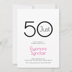 Convite de Aniversário de 50 Anos Minimalista Just