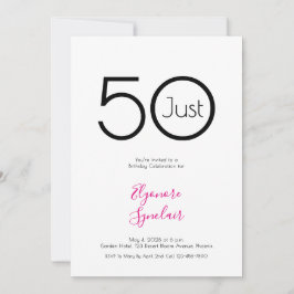 Convite de Aniversário de 50 Anos Minimalista Just