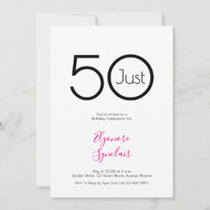 Convite de Aniversário de 50 Anos Minimalista Just