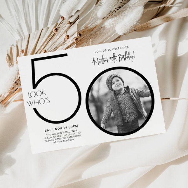 Convite de Aniversário de 50 anos Modern Photo (Criador carregado)