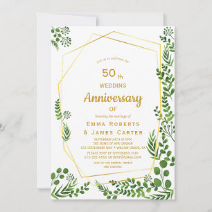 Convite de Aniversário de 50 Anos Moderno Dourado 