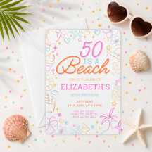 Convite de Aniversário de 50 anos na Praia Fashion