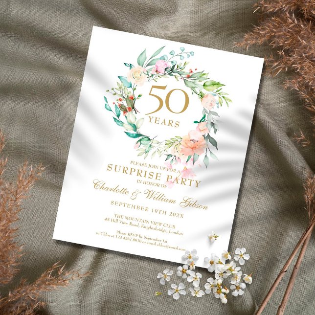 Convite de Aniversário de 50 anos para Festa Surpr (Criador carregado)