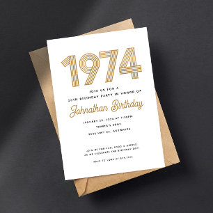 Convite de Aniversário de 50 anos Preto Dourado 19
