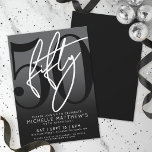 Convite de Aniversário de 50 Anos Preto Moderno<br><div class="desc">Celebre cinquenta anos com estilo com este convite de aniversário de 50 anos com gradiente moderno de cinza a preto. O design apresenta um grande "50" preto na maior parte do cartão, com um "Cinquenta" branco em estilo de letra manuscrita sobreposto para um visual ousado e contemporâneo. Os detalhes da...</div>