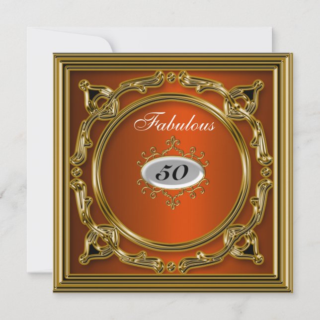 Convite de Aniversário de 50 anos Quinquagésimo (Frente)