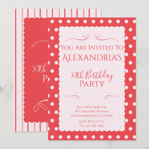Convite de Aniversário de 50 anos Rosa Vermelho Mo