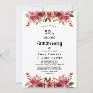 Convite de Aniversário de 50 Anos Rústico Boho