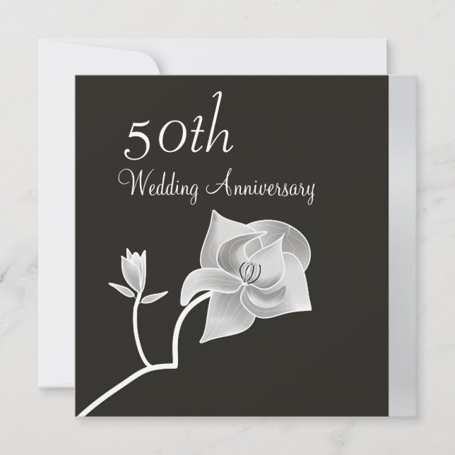 Convite de Aniversário de 50 anos Silver Magnolia (Frente)
