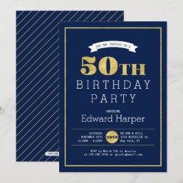 Convite de Aniversário de 50 anos Simple Modern Go