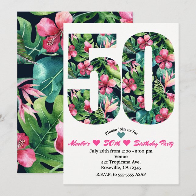 Convite de Aniversário de 50 anos Tropical 50 (Frente/Verso)