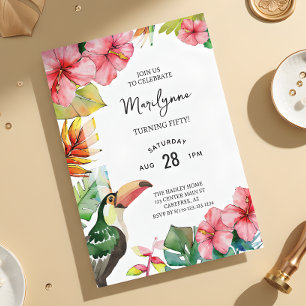 Convite de Aniversário de 50 anos Tropical Havaian