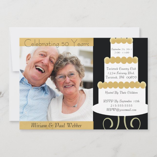 Convite de Aniversário de 50 Anos Único com Foto (Frente)