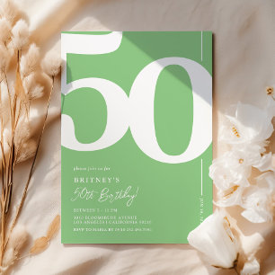 Convite de Aniversário de 50 anos Verde Fresco