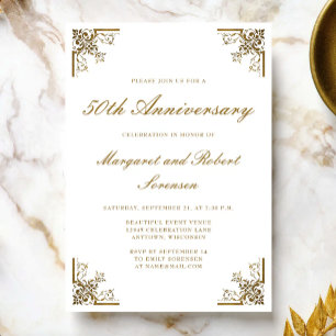 Convite de Aniversário de 50 anos Vintage Gold Cor