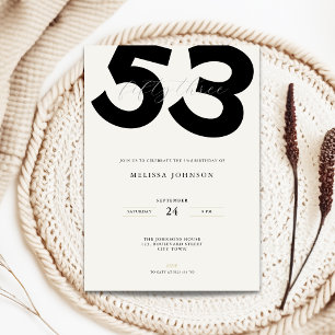 Convite de Aniversário de 53 anos Minimalista - Ti