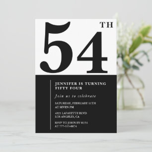 Convite de aniversário de 54 anos elegante para mu