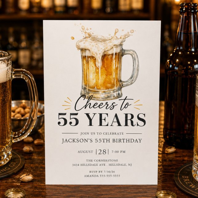 Convite de Aniversário de 55 Anos Cheers (Criador carregado)