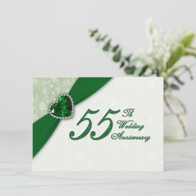 Convite de Aniversário de 55 Anos de Casamento Dam (Em pé/Frente)