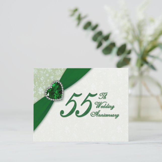 Convite de Aniversário de 55 Anos de Casamento em  (Em pé/Frente)