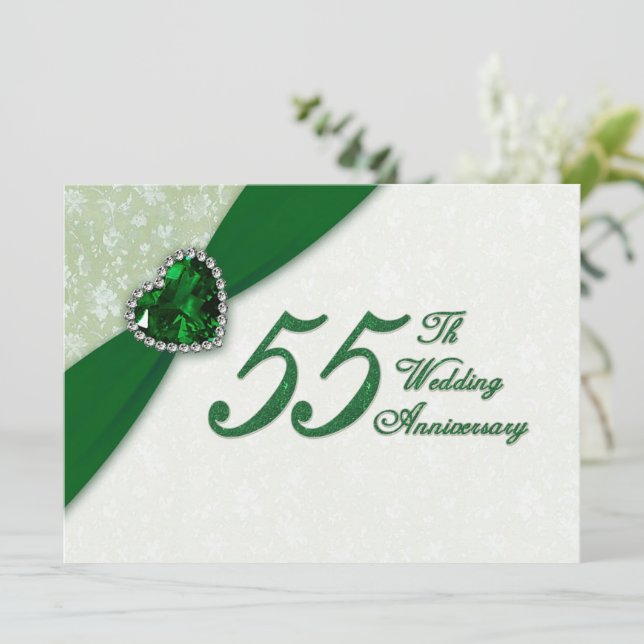 Convite de Aniversário de 55 Anos de Casamento em  (Em pé/Frente)