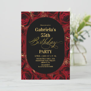 Convite de Aniversário de 55 Anos Moderno Floral P