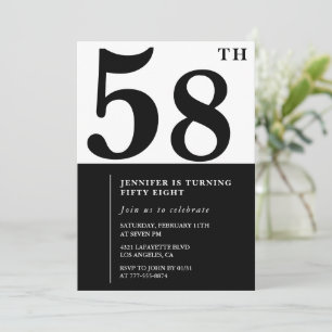 Convite de aniversário de 58 anos feminino elegant
