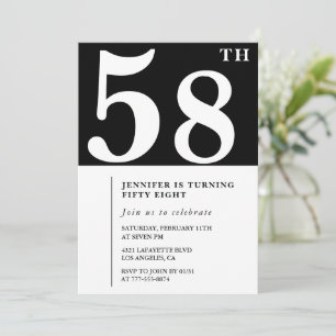 Convite de aniversário de 58 anos mulher Elegante 