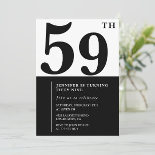 Convite de aniversário de 59 anos elegante para mu