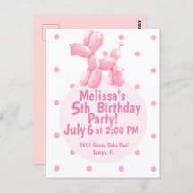 Convite de Aniversário de 5 Anos Balão de Cachorro