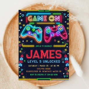 Convite de Aniversário de 5 anos da Games on glow