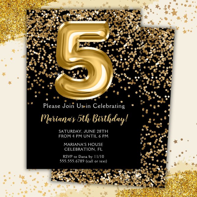 Convite de Aniversário de 5 Anos da Menina Black G (Criador carregado)