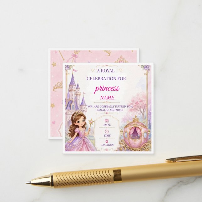 Convite de Aniversário de 5 anos da Princesa Mágic (Frente/Verso In Situ)