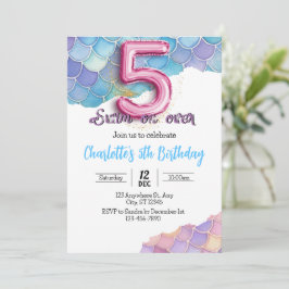 Convite de Aniversário de 5 anos de Sereia