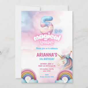 Convite de Aniversário de 5 anos de Unicórnio Arco
