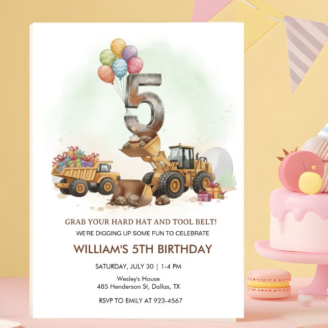 Convite de Aniversário de 5 Anos de Veículos de Co (Criador carregado)