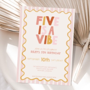 Convite de Aniversário de 5 Anos Five Is a Vibe Pa