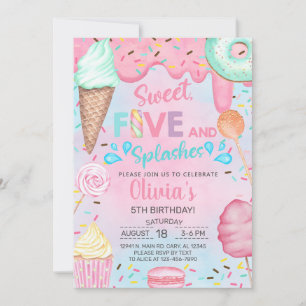 Convite de aniversário de 5 anos para menina doce 