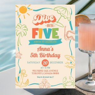 Convite de Aniversário de 5 anos Retro Dive Into F