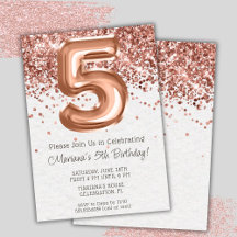 Convite de Aniversário de 5 anos Rose Gold