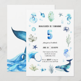 Convite de Aniversário de 5 Anos Sob O Mar