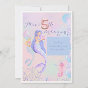 Convite de aniversário de 5 de Mermaids