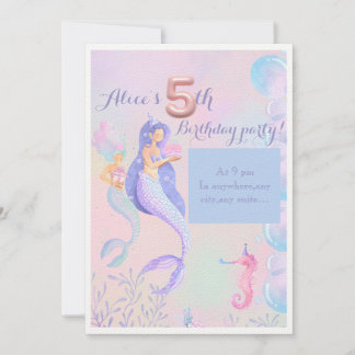 Convite de aniversário de 5 de Mermaids