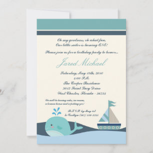 Convite de Aniversário de 5 x 7 náuticos de vela