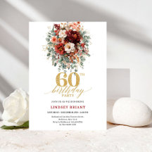 Convite de Aniversário de 60 anos Boho Terracota D