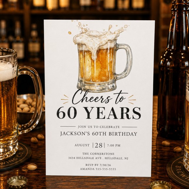 Convite de Aniversário de 60 Anos Cheers (Criador carregado)