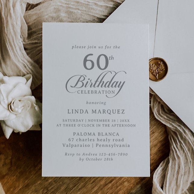 Convite de Aniversário de 60 Anos com Caligrafia C (Criador carregado)