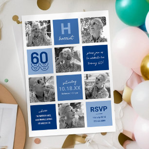 Convite de Aniversário de 60 anos com Colagem de F